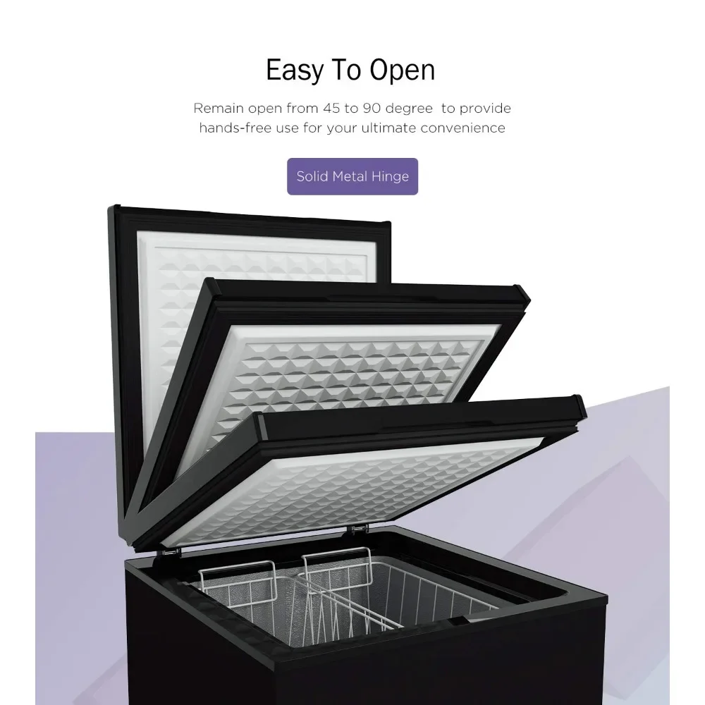 3.5 Cu Ft Chest Freezer 2 Removable Baskets  Quiet Compact Freezer 7 Temperature Settings - Black 5