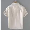 Cotton Linen Hot Sale Men's Short-Sleeved Shirts Summer Streetwear Plain Color Stand Collar Casual Beach Style Plus Size M-3XL 3