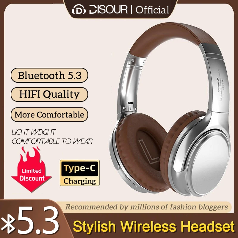 Wireless Headset Bluetooth Retro Headphones HIFI Stereo Noise