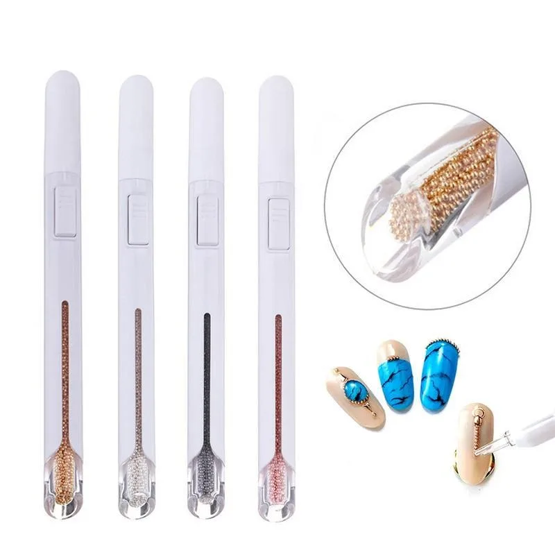 0.8mm 4-colour Nail Steel Bead Pen Gold Silver Steel Bead Pen Automatic Press Automatic Bead Nail Tool Accessories Fashion New