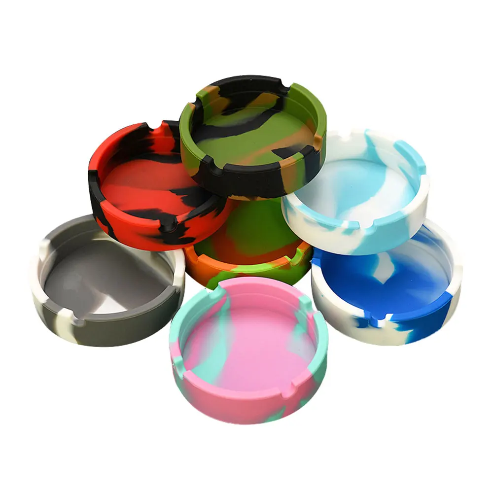 Silicone World Silicone Round Ashtray Durable Soft Eco-friendly Ashtray High Temperature Resistance Anti-fall Anti-slip Ash Tray