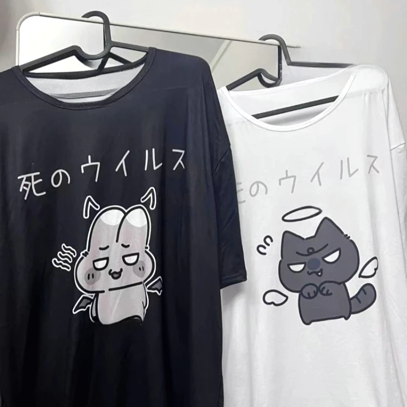 Japanische Y2k Kawaii Tops Frauen Cartoon Print T-shirt Grunge Mode T-shirts Mädchen Streetwear Harajuku Lose Sommer Casual Tops