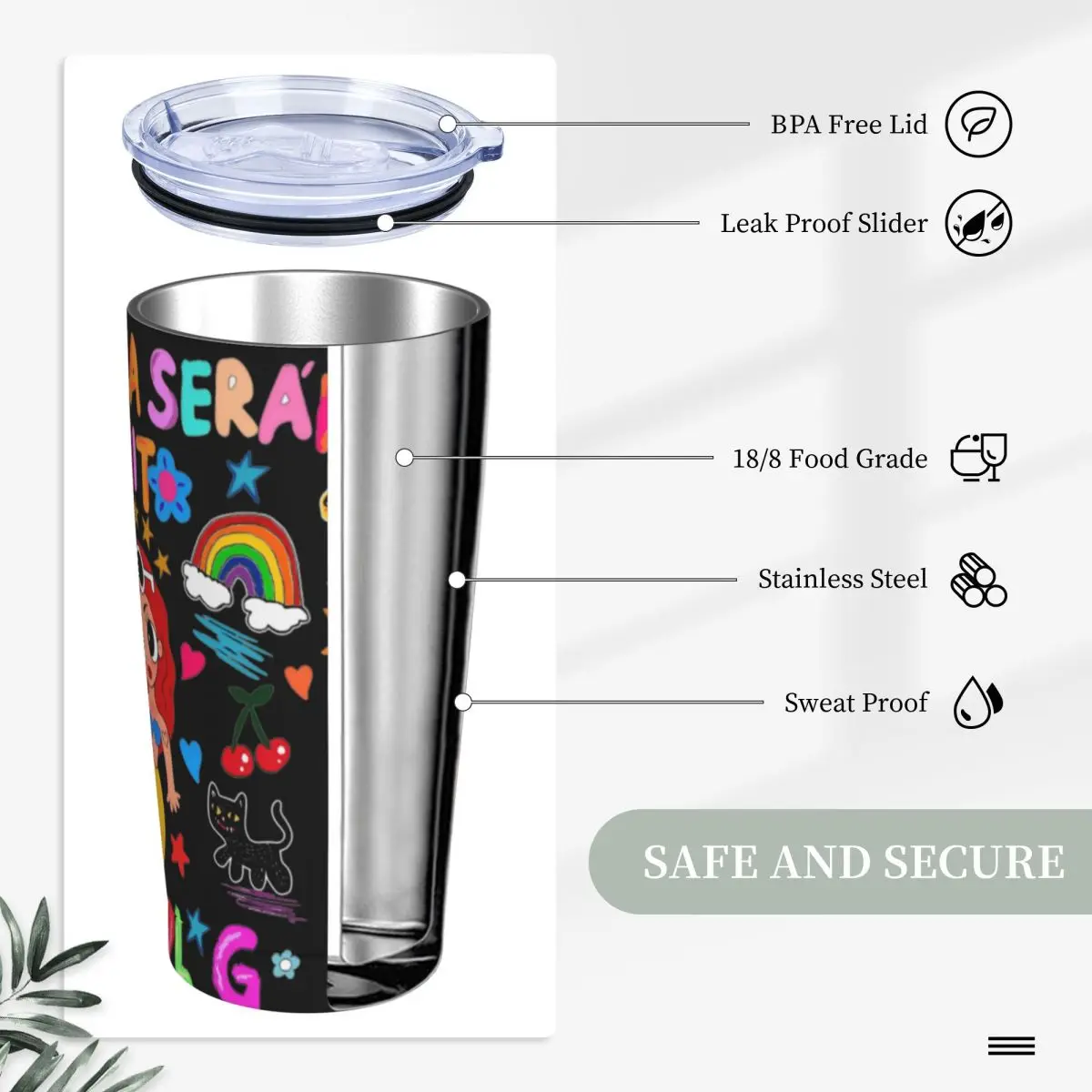 Karol G 20 Oz Tumbler with Straw and Lid. FREE SHIPPING. Stainless Ste