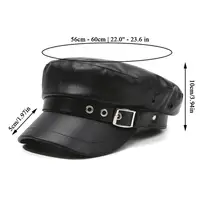 Bérets en cuir Pu noir pour femmes, casquettes de journal à dessus plat, Vintage, protection solaire angleterre, plates Y2k Gils, Style Punk 5