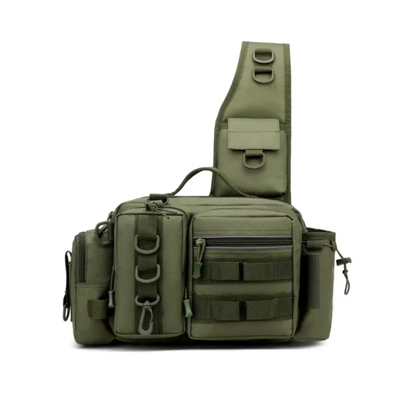 Angelgerät-Rucksack, Angel-Gürteltasche, Umhängetasche, Angelgerät-Box, Organizer mit Ruten- und Ausrüstungshalter, ideal zum Angeln – Detail 11