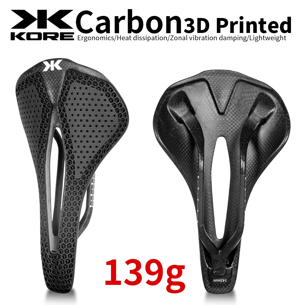 KORE 3D Printed Saddle 139G Road Bike Ultralight Carbon Fiber Racing