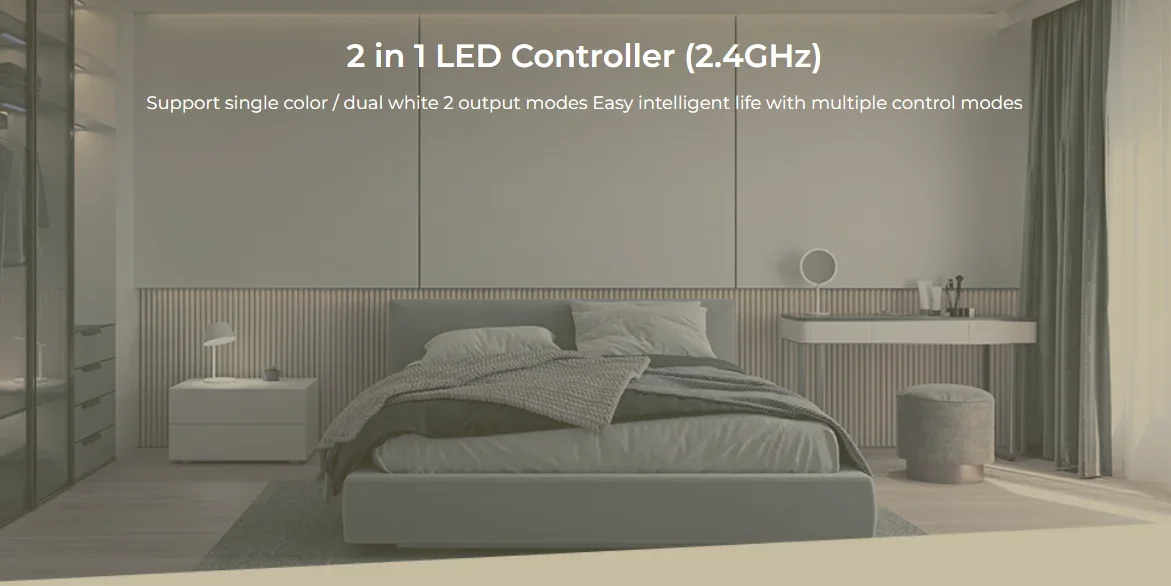 Description Picture 3 of itemMiboxer FUT035/36S+ 2 IN 1 Single Color CCT Dimmer  FUT037/38/39S+ 3 IN 1 Controller RGB RGBW RGB+CCT DC12V-24V 2.4G RF Wireless