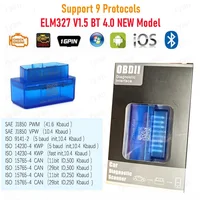 Support 9 Protocols ELM327 V1.5 mini OBD2 Diagnostic Interface Bluetooth 4.0 For IOS Android PC ELM 327 Code Reader Tool 1
