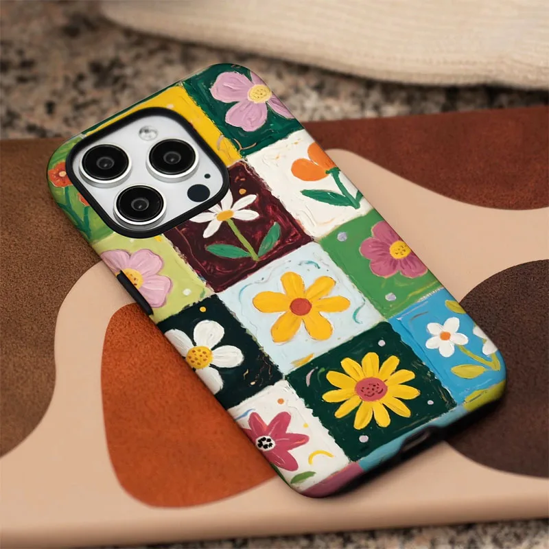 Dual-Function Floral Shockproof Phone Case with Protective Film