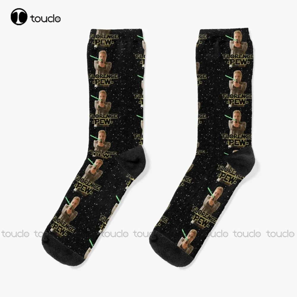 

Florence *Pew* Florence Pugh Socks White Socks Women 360° Digital Print Christmas New Year Gift Creative Funny Socks Halloween