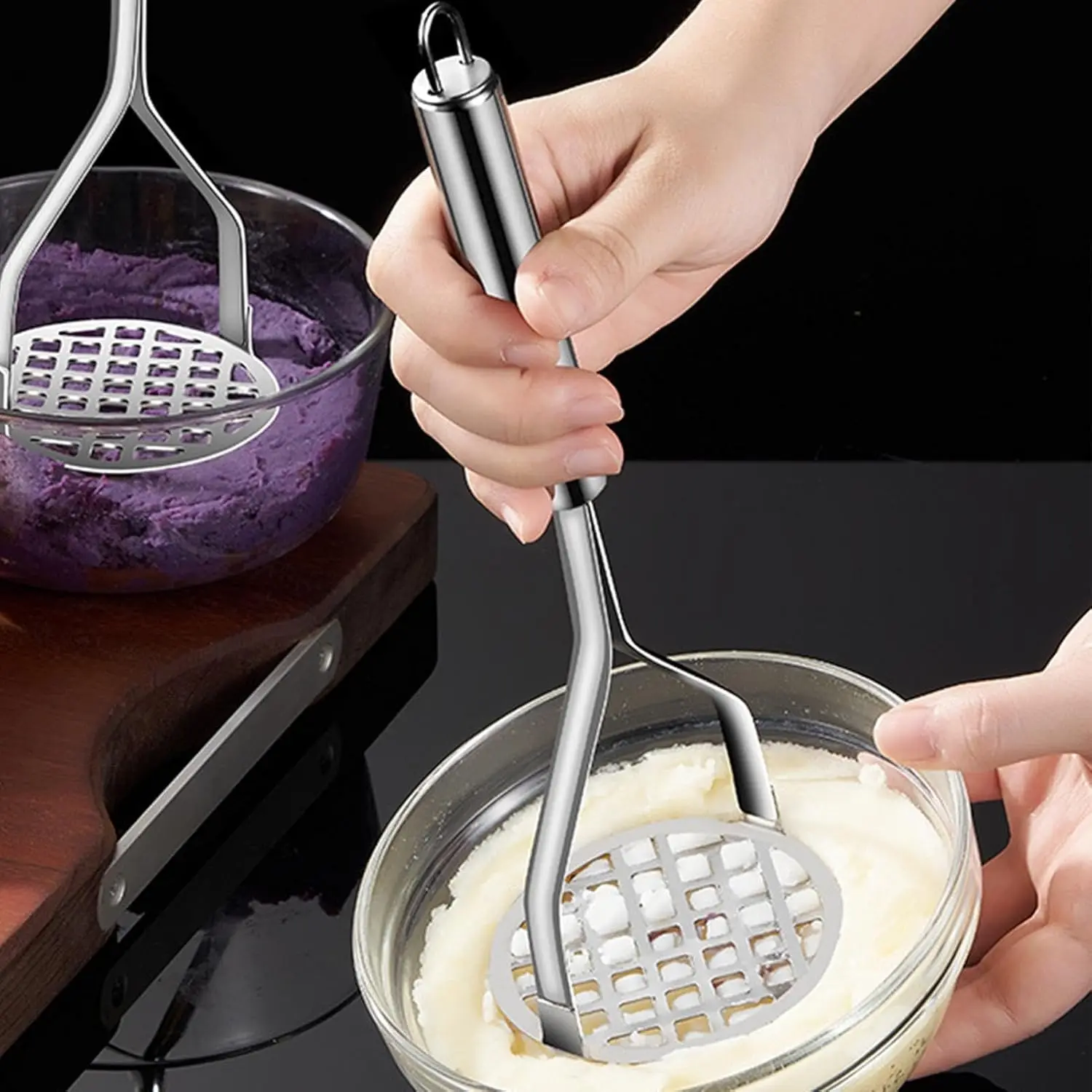Potato Masher Heavy Duty Stainless Steel Potato Crusher Pushe Tools Mud Press Mashed Ricer