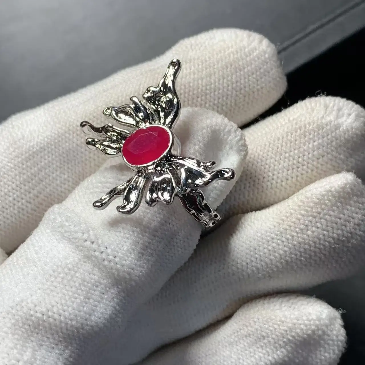 Natural Ruby Ring Adjustable Female Ring Jewelry for Women Gift Wholesale High Quality Vintage Fine