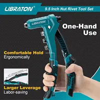 LIBRATON Rivet Nut Tool One-Handed Rivet Nut Gun Hand Rivet Nut Setter with Threaded Rivet Nuts Metric Interchangeable Mandrels 2