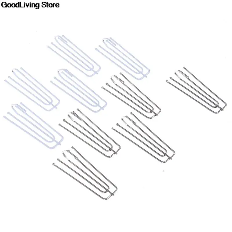 50Pcs Four Fork Metal Anti-rust Curtain Tape Hook Curtain Cloth Ring Clamp Top Rod Stainless Steel Accessories 7x2.5cm