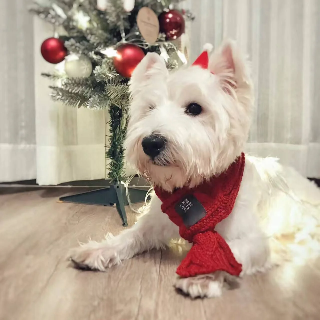 

Autumn/Winter Cute Scarf Thickened Warm Dog Wool Scarf Red Green Christmas Pet Supplies