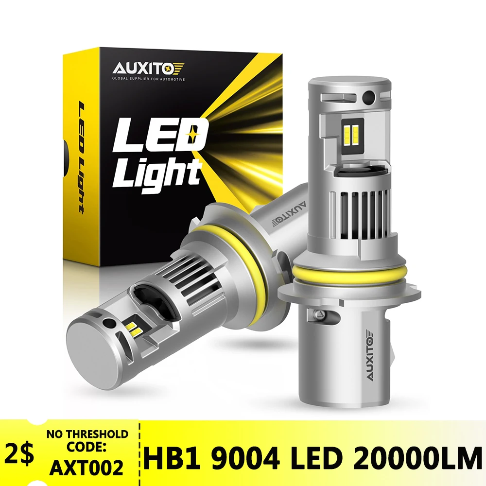 

2 шт., супер яркие светодиодные фары AUXITO Canbus HB1, 9004 лм, 9004 к, 12 В, 100