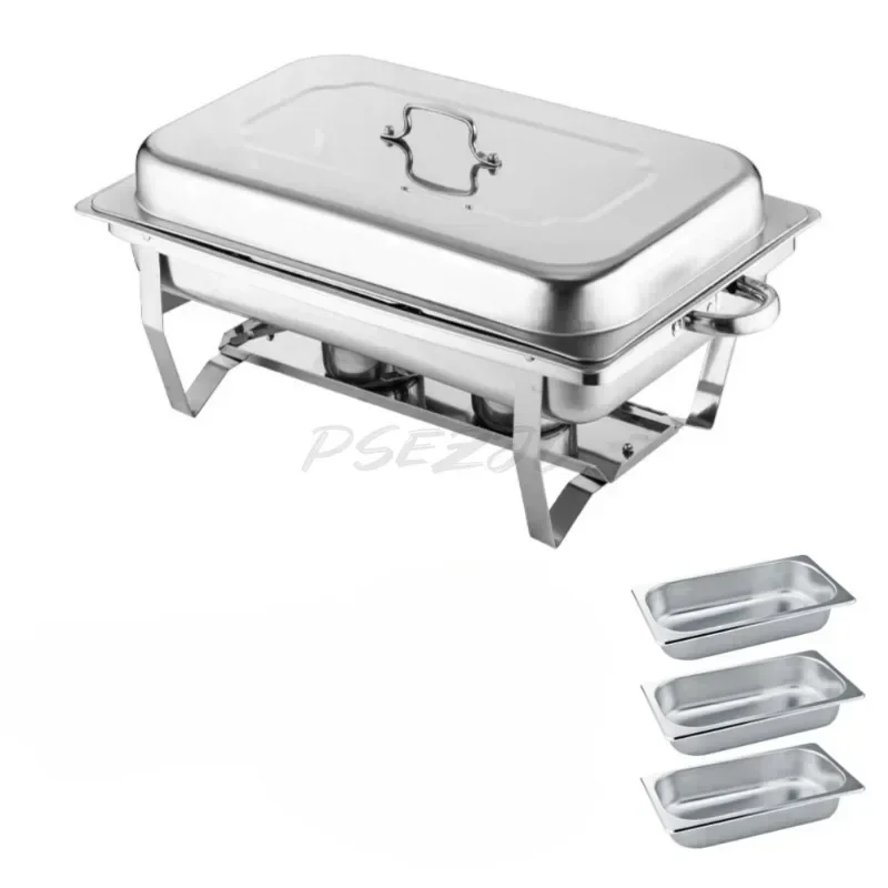 Silver Stainless Steel et Stove Alcohol Heating Hotel Restaurant Banquet Insulated Hot Pot Multi-purpose Serving Plate