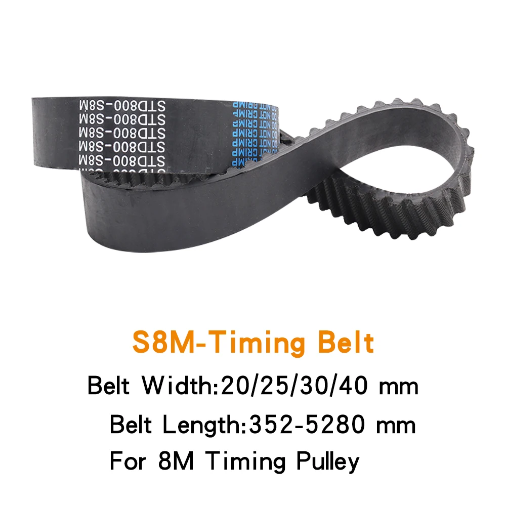 풀리 벨트 S8M-736/752/760/768/776/784/792/800/816/824/832 고무 동기 벨트 폭 20/25/30/40mm 8M 타이밍 풀리 용