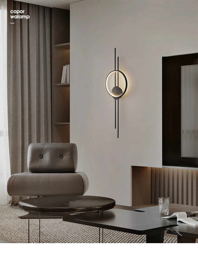 Description Picture 2 of itemLight luxury wall lamp all copper living room TV background wall light modern simple long strip grille light minimalist corridor