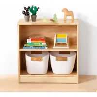 Rubber Wood Montessori Shelf and Toy Storage, 23.6" L, Compact Toddler Bookshelf , Solid Wood Storage Cabinet Shelves 1