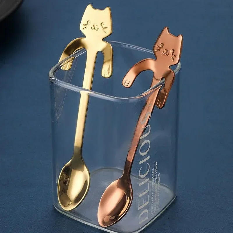 Description Picture 4 of item10/1x Stainless Steel Cat Coffee Spoon Mini Cute Cat Shaped Teaspoons Ice Cream Dessert Spoons Scoops Kitchen Tableware Gadgets
