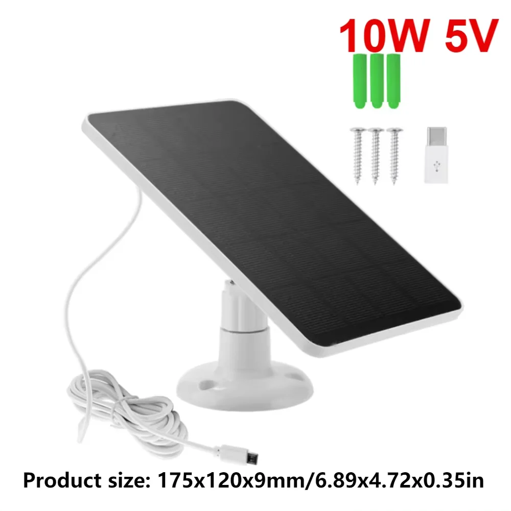 Panneau Solaire 20W 5V Avec Régulateur - Pour Caméra Sécurité, Port USB/Type-C, Montage Mural