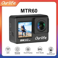 Ourlife MTR60 Action Camera 5K Video 2.0'' Touch Screen EIS 30M Waterproof 2.4G WiFi 5X Zoom Sports Camera Bicycle Helmet Camera 1