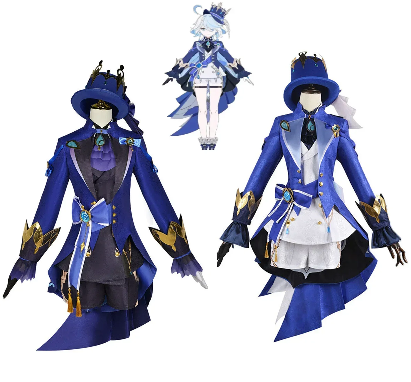 

Anime Game Genshin Impact Black Furina Cosplay Focalors Hat wig Full Set Outfit Carnival Outfit Dress Halloween Costume