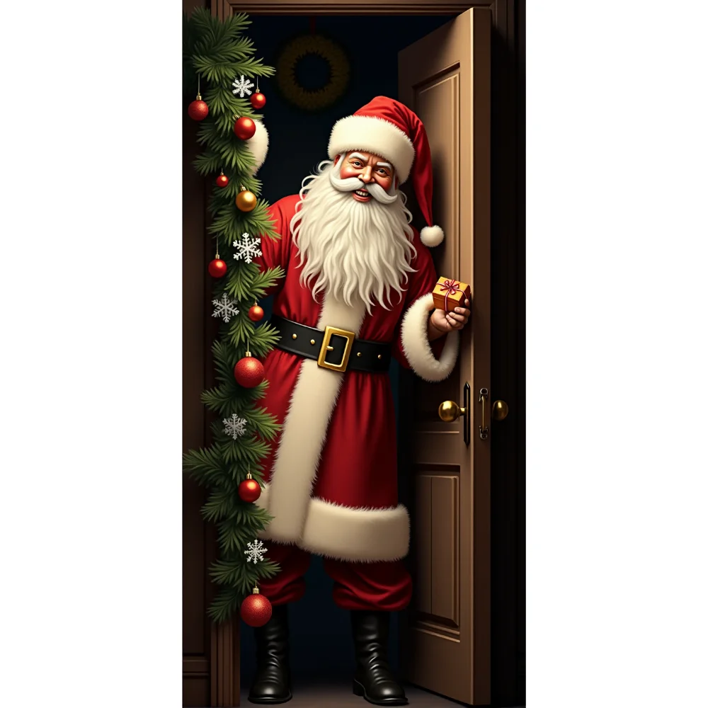 Weihnachtsmann Öffnen Sie die Tür Banner Türabdeckung Dekoration Polyester Frohe Weihnachten Winter Neujahr Urlaub Photo Booth Navidad – Detail 9