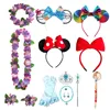Girls Birthday Party Accessories Mickey Minnie Ear Unicorn Headband Princess Costume Children Cosplay Elsa Anna Wig Crown Gloves 1