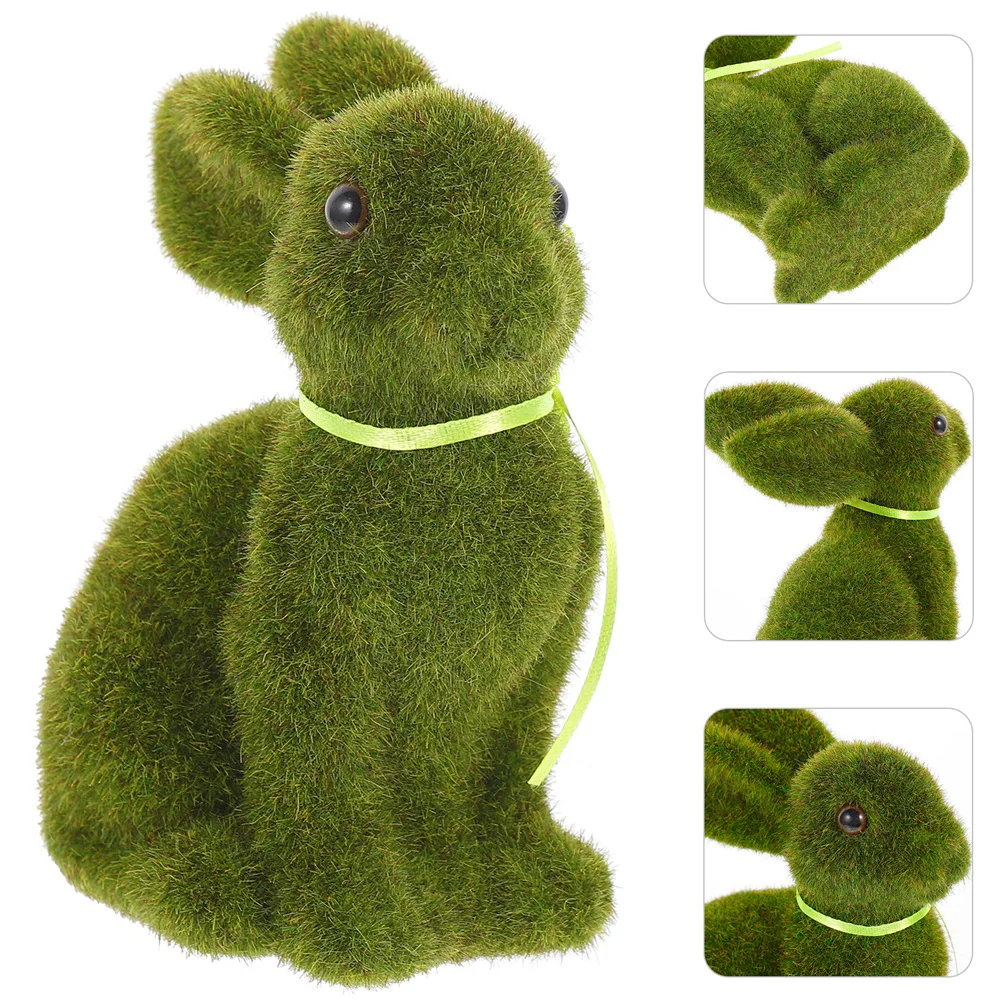 4 Pcs Flocked Bunny Decorative Green Party Standing Fake Bunny Flocked ...