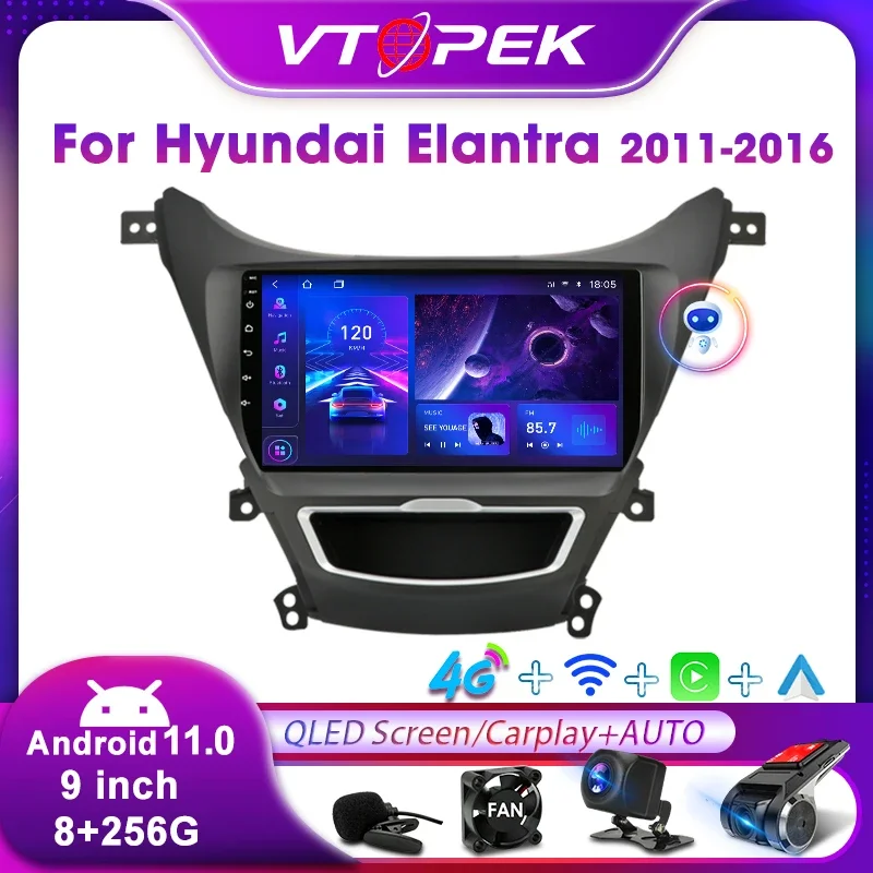 

Vtopek 2DIN 9" Android 11 Car Radio Multimedia Video Player For HYUNDAI ELANTRA Avante 2011-2016 Navigation Head Unit Carplay