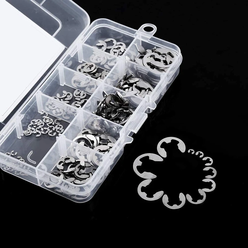 서클립 콤비네이션 탄성 안전 링, 스테인레스 스틸 (304) E-클램프 (1.5mm-10mm) 로 만든 120 개