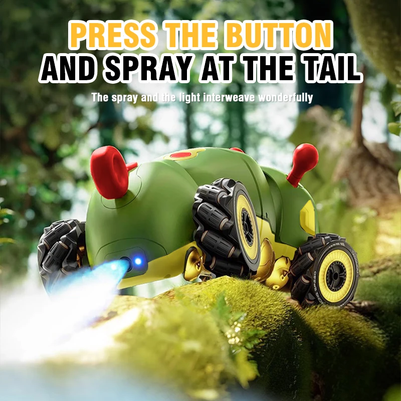 Plastic 4WD RC Insect Stunt Car with Spray Light for Kids