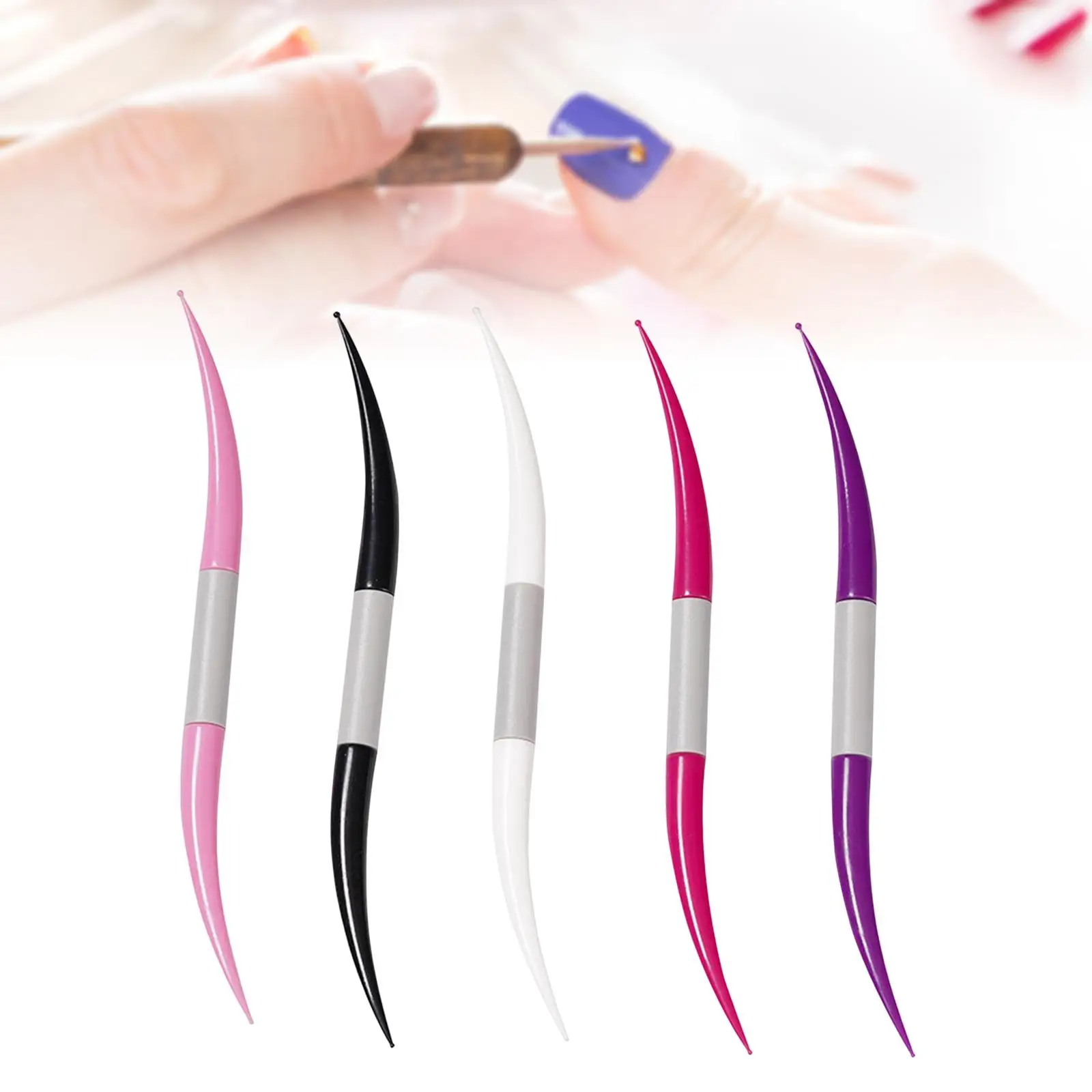 5 Pieces Nail Dotting Pen Tool Painting Detailing Ended Nail Art Tip Dot 4