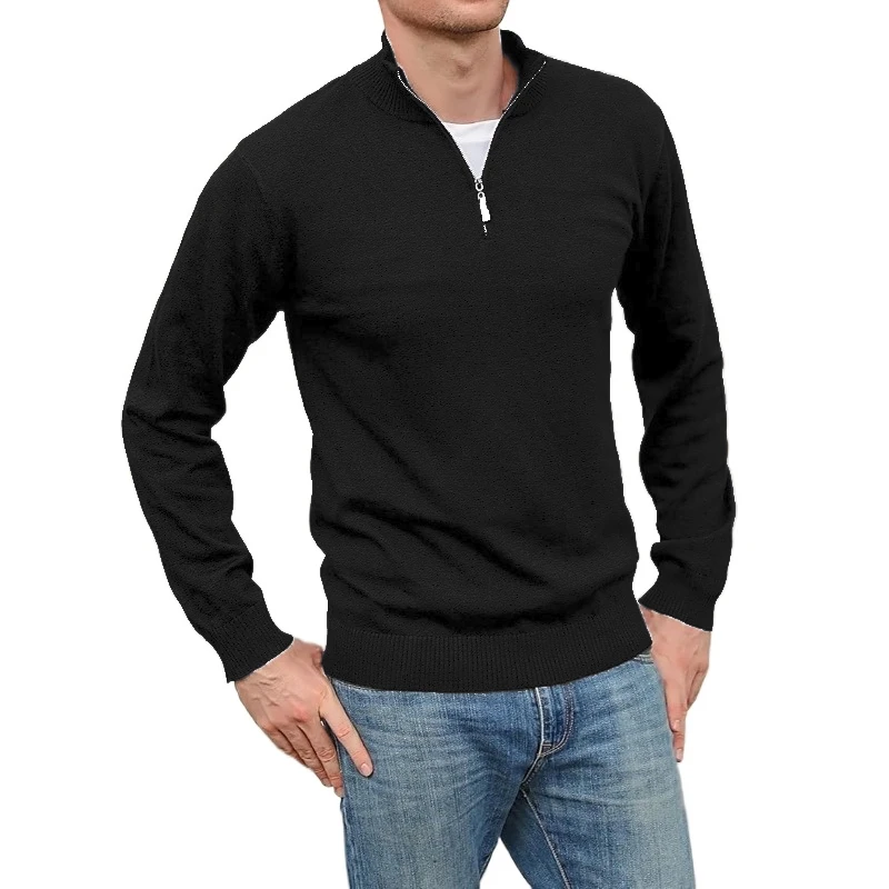 Animal Game Men's Half Zipper V Neck Work Jumper Turtleneck Pullover Sweaters Winter Polo Cold Blouse Knit Cardigan Sweaters