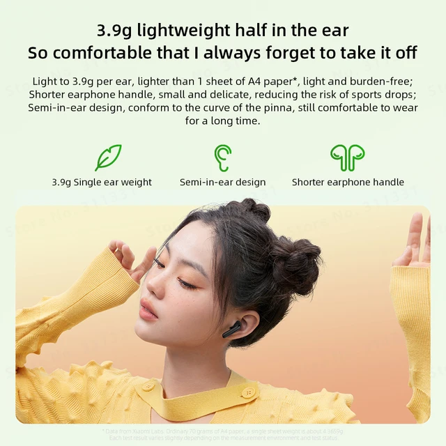 Xiaomi Redmi Buds 4 Lite TWS Wireless Bluetooth Earphone Call Noise Reduction 20 Hours Battery Life Headset Good Quality Sound 3