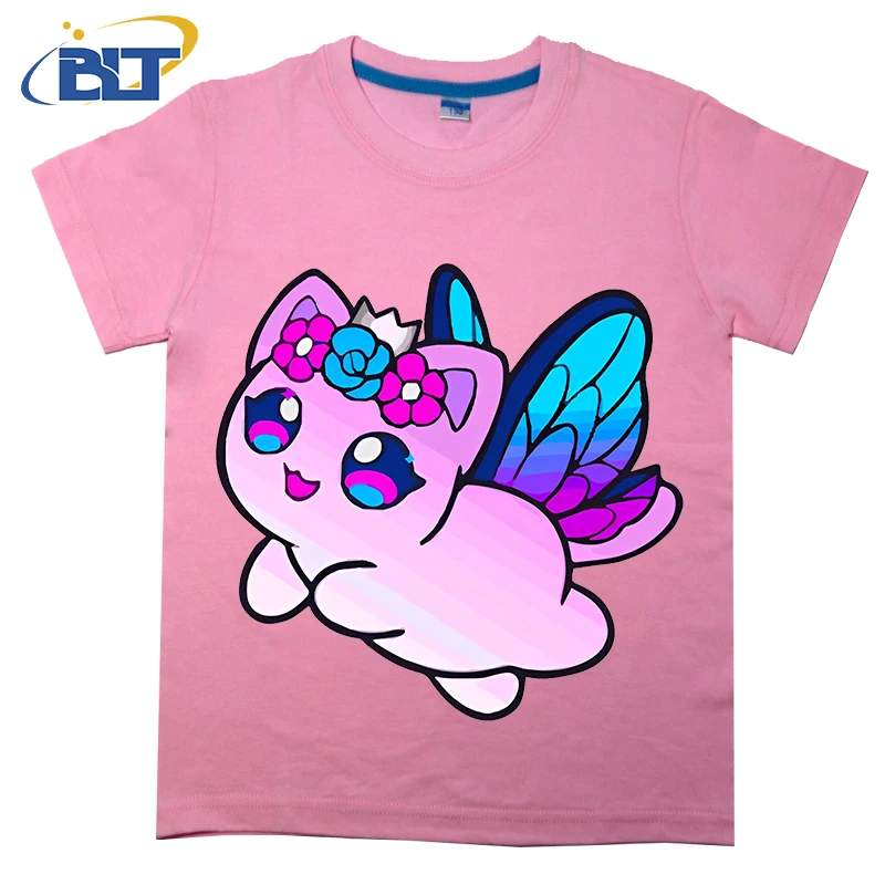 cute aphmau cat printed kids T-shirt summer pure cotton short-sleeved casual top suitable for both boys and girls 6