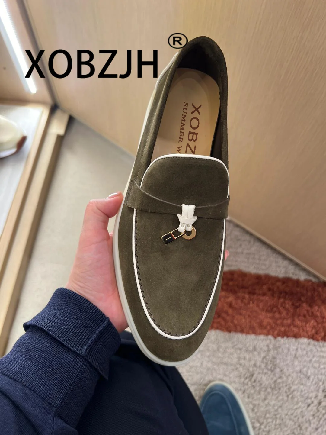 Leather Shoes Moccasines Loafers Summer Walk Shoes Suede Women Spring Autumn Fashion Causal Leather Metal Pendant Flat Shoes Lazy SlipOn Mules