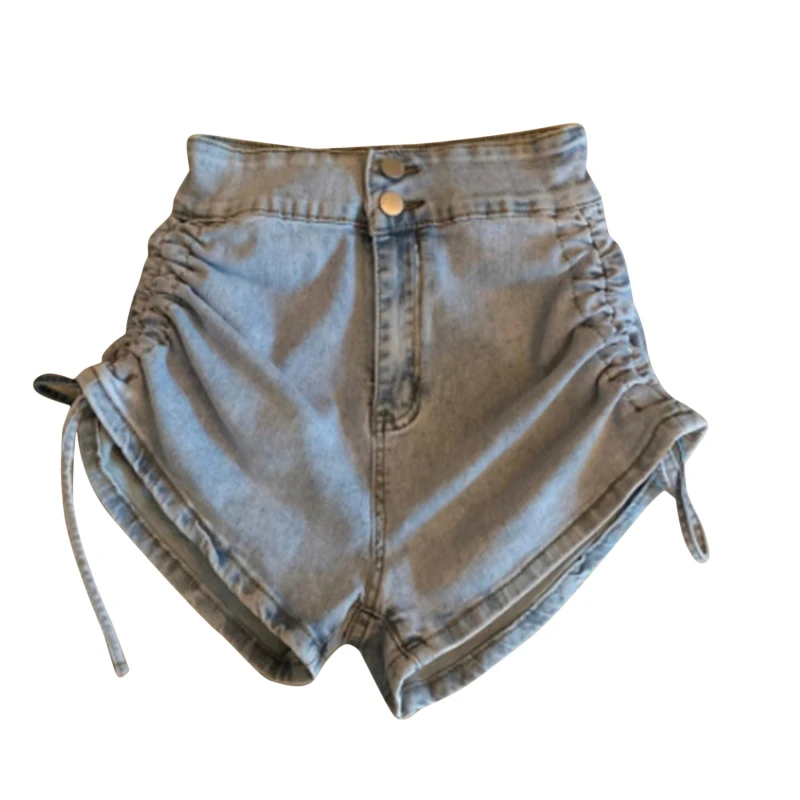 Shorts Women Retro Streetwear Trendy Femme Popular Shirring Comfortable Leisure All-match Newly High Waist Design Chic keiki kona shorts