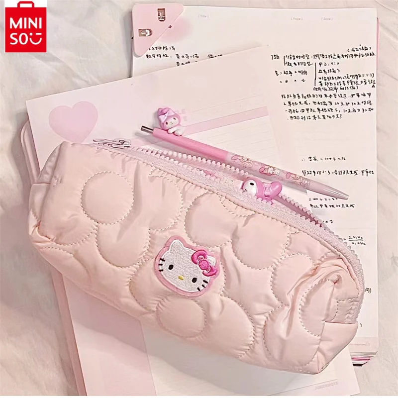 

MINISO Sanrio Anime Hello Kitty Pencil Pouch Large Capacity Pen Case Cute Kt Cat Cosmetic Bag Girls Student Stationery Gifts
