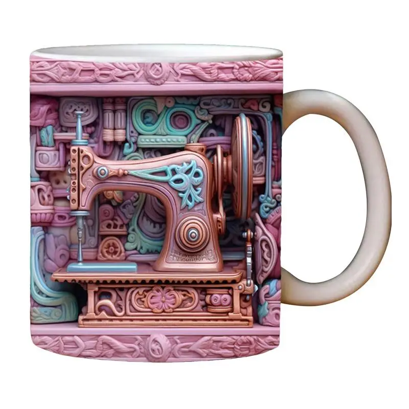 3D Sewing Machine Mug Ceramic Coffee Mug Creative Funny Space Design Tea  Mug Birthday Christmas Gifts