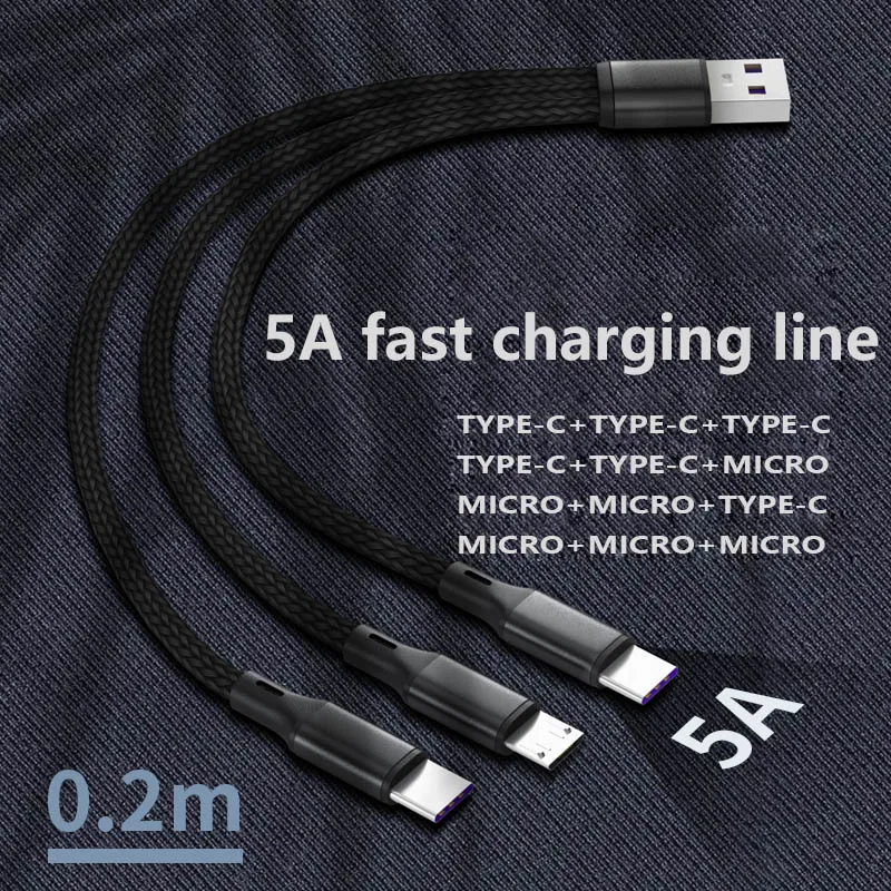 5A 3 In1 Cavo Di Ricarica Usb C Per Nubia Z50 Ultra Oppo F9/F9 Pro Htc Desire 820 Redmi Micro Usb Type-C Data Wird Cord Fast Charger