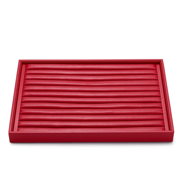 Oirlv-Présentoir à Bijoux en Cuir Rouge, pour Bague, Collier, Bracelet, Plateaux