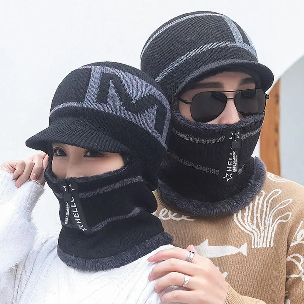 남녀공용 보온 비니 모자 스카프, 따뜻한 부드러운 니트 모자, 양털 방풍 목 스..