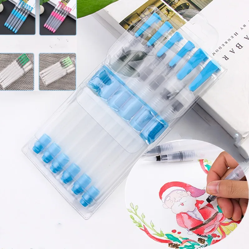 

6pcs/set Water Soluble Storage Water Painting Pen Fountain Pen Art Supplies Solid Watercolor Painting Graffiti Nylon Paint Brush