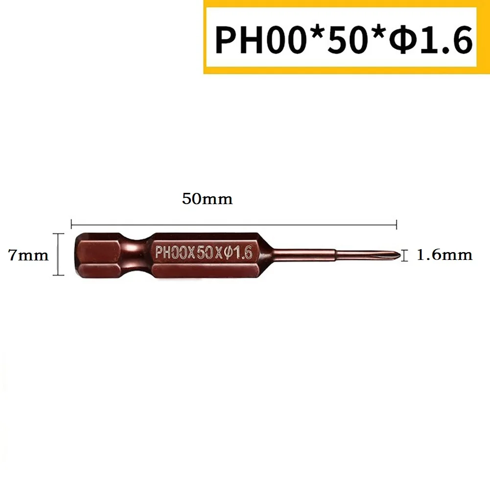 

50mm Screwdriver Bit 1/4inch Hex Shank Electric Impact Drill PH00 PH0 PH1 PH2 Alloy Steel Drill Bit 1.6/2.0/2.5/3.0/4.0/5.0mm