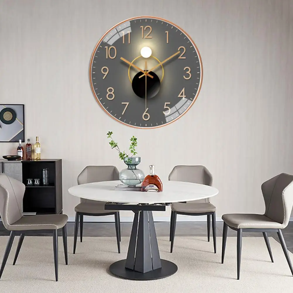 Wall Clock Light Shadow Art Mute Silent Quartz Clock Number Hanging Clocks Geometric Wall Watch Clock Home Bedroom Decoration