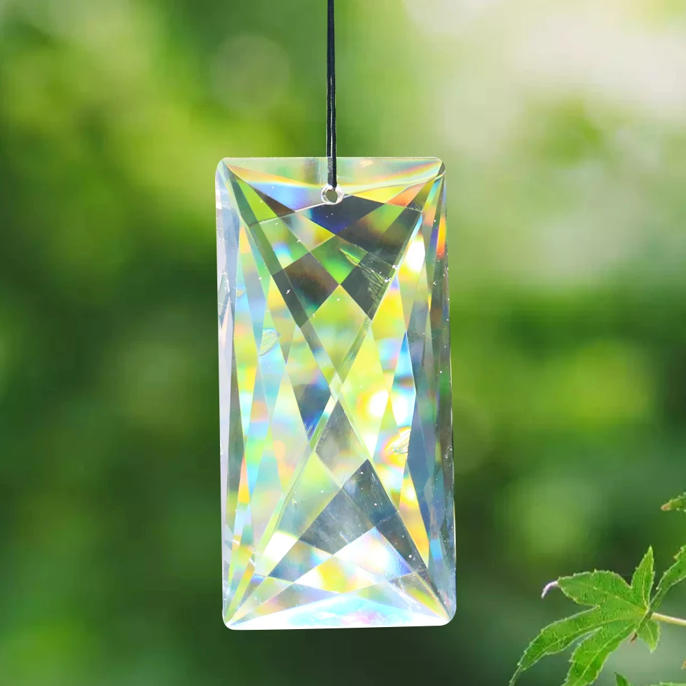 Muy Bien 120mm Rectangle Cubic Crystal Prism Hanging Suncatcher for Window Decorations DIY Crystal Lights Wedding Centerpiece