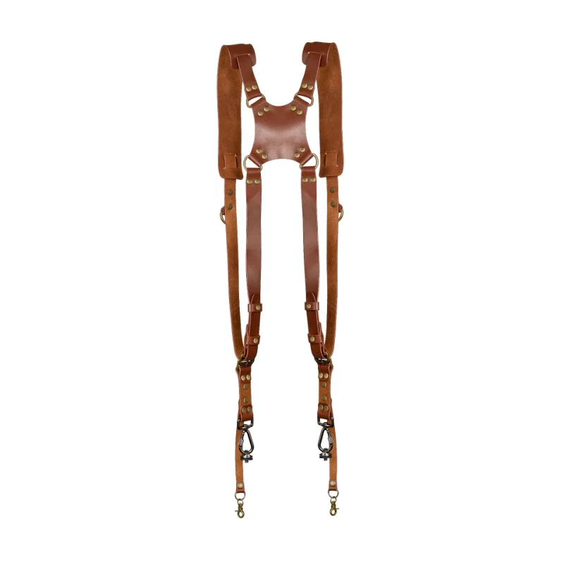 Leathe Camera Accessories Dual Harness Two Cameras Shoulder Leather Strap Multi Gear Double Camera Suspenders